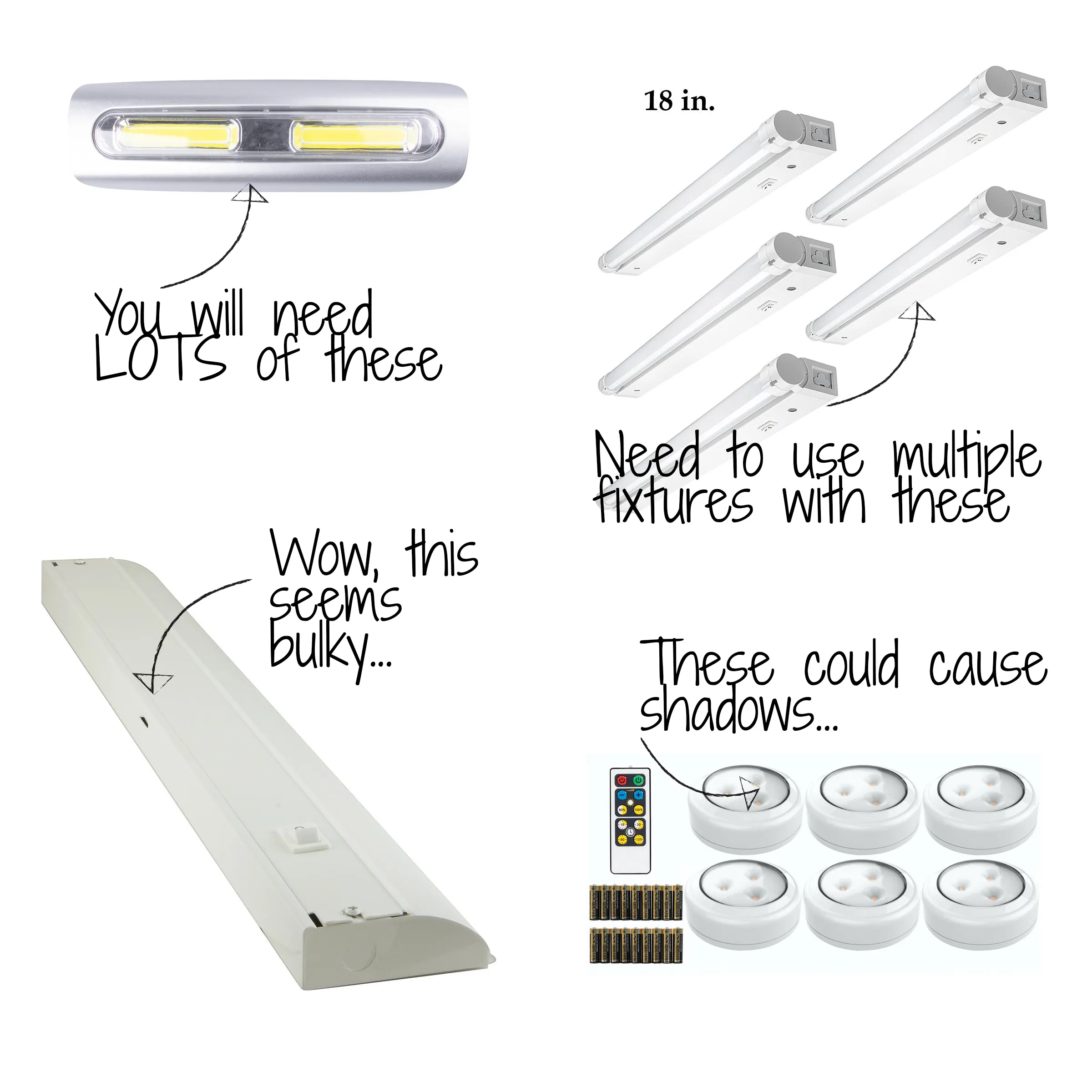 Under cabinet light fixture options