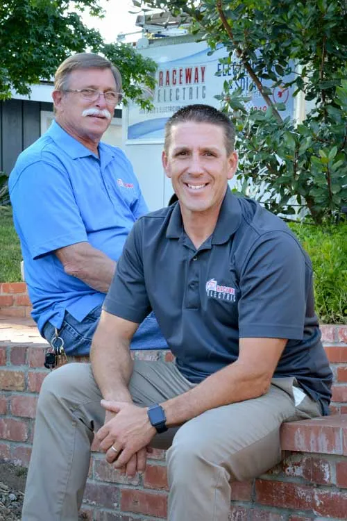 Mike Dombo and Eddie Dombo, father and son, at Raceway Electric & Solar.