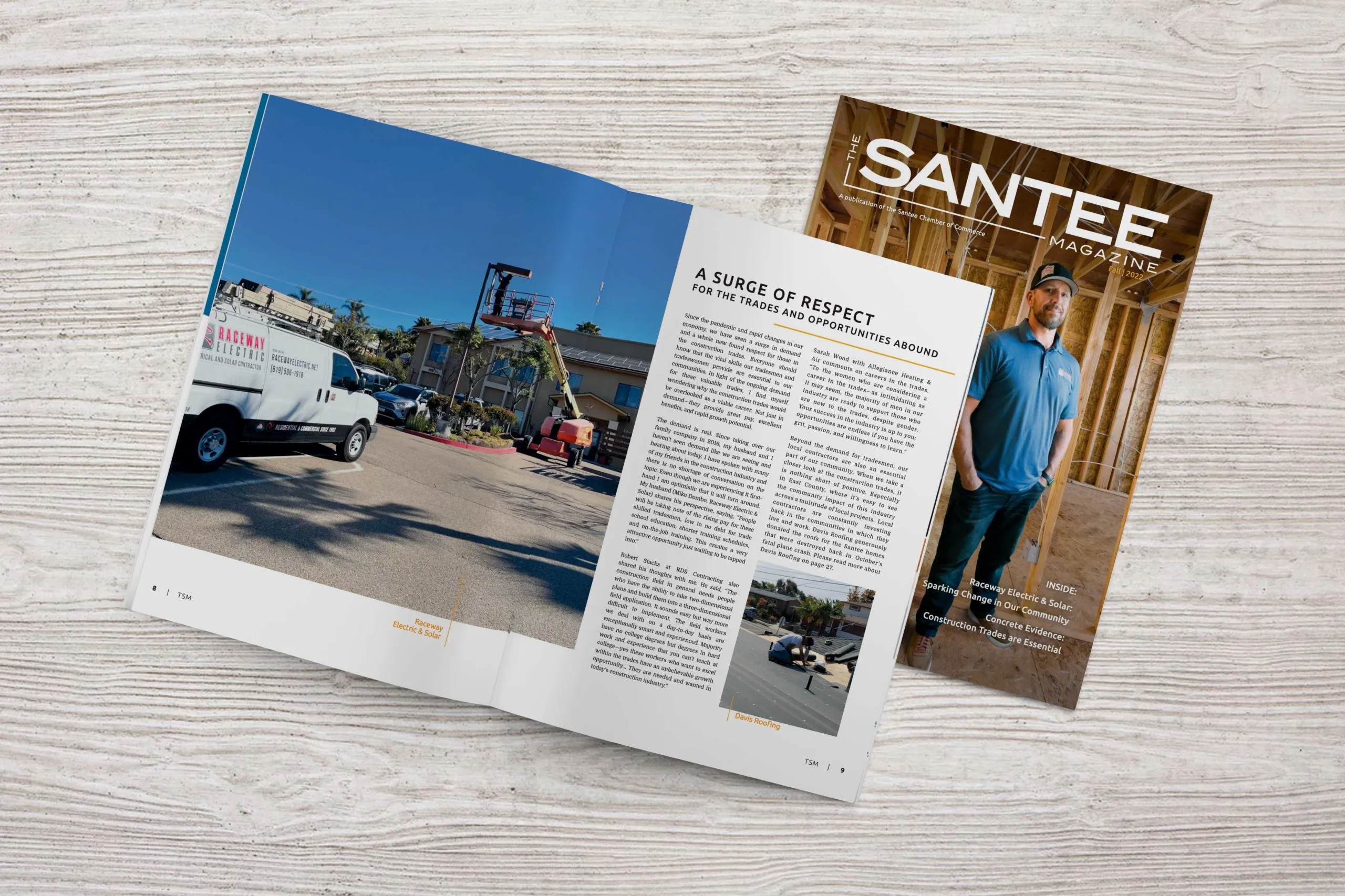Santee Magazine cover featuring Raceway Electric & Solar.