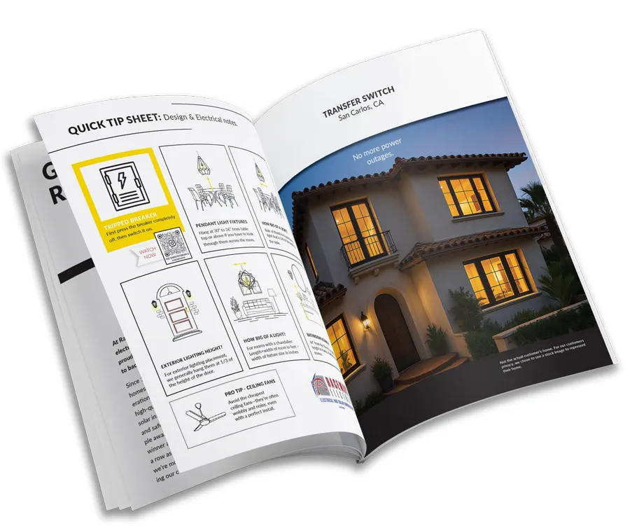 Raceway Electric free design and electrical upgrade guide — magazine mockup.